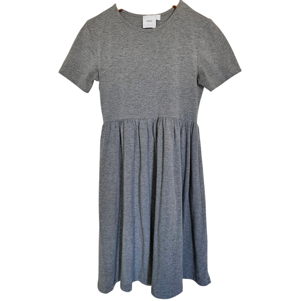 Mamalicious ASOS Maternity Dress Heather Grey Knit Short‎ Sleeve Mini Size 2